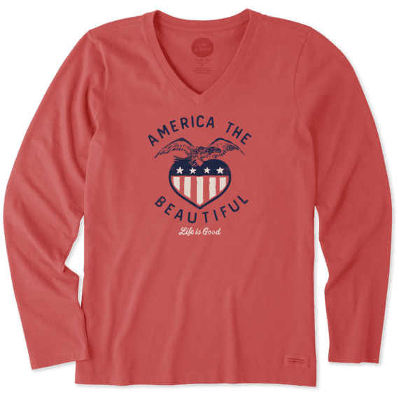 Women's America The Beautiful Long Sleeve Crusher Vee Women's America The Beautiful Long Sleeve Crusher Vee