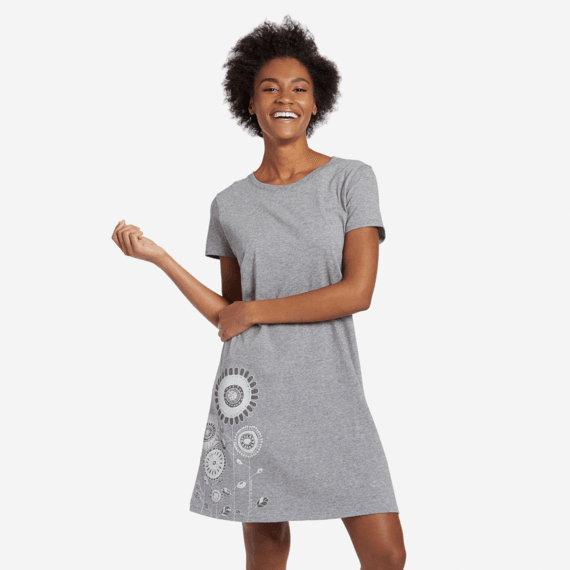Women's Artsy Flower Grow Smooth Tee Dress Women's Artsy Flower Grow Smooth Tee Dress