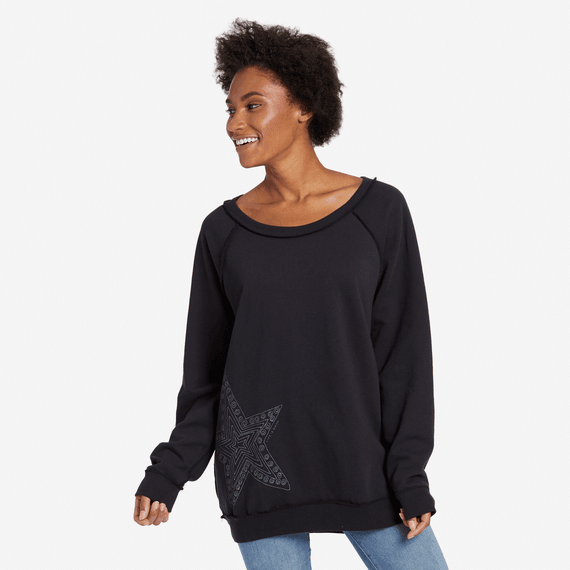 Women's Artsy Stars Simply True Oversized Sweatshirt Women's Artsy Stars Simply True Oversized Sweatshirt