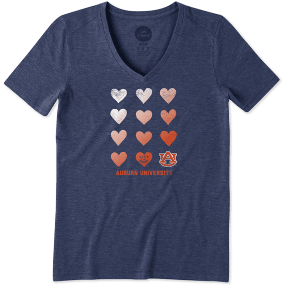 Women's Auburn Tigers Heart Stack Cool Vee Women's Auburn Tigers Heart Stack Cool Vee