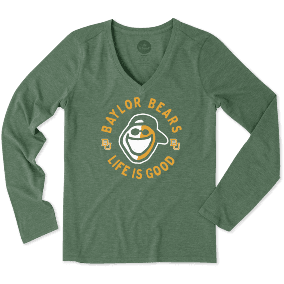 Women's Baylor Face Paint Jake Long Sleeve Vee Women's Baylor Face Paint Jake Long Sleeve Vee