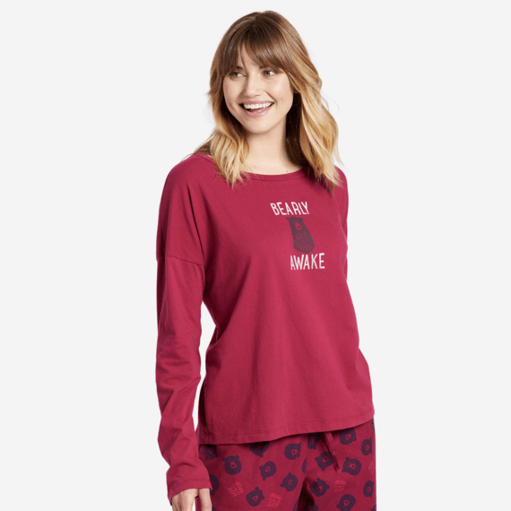 Women's Bearly Awake Snuggle Up Long Sleeve Sleep Tee Women's Bearly Awake Snuggle Up Long Sleeve Sleep Tee