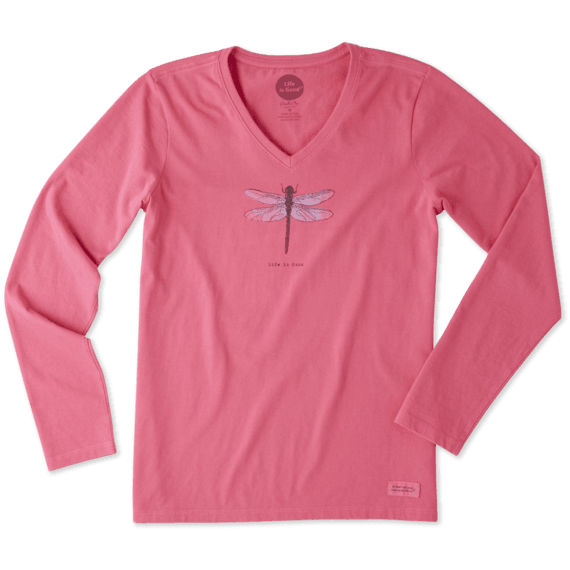 Women's Beautiful Dragonfly Long Sleeve Crusher Vee Women's Beautiful Dragonfly Long Sleeve Crusher Vee