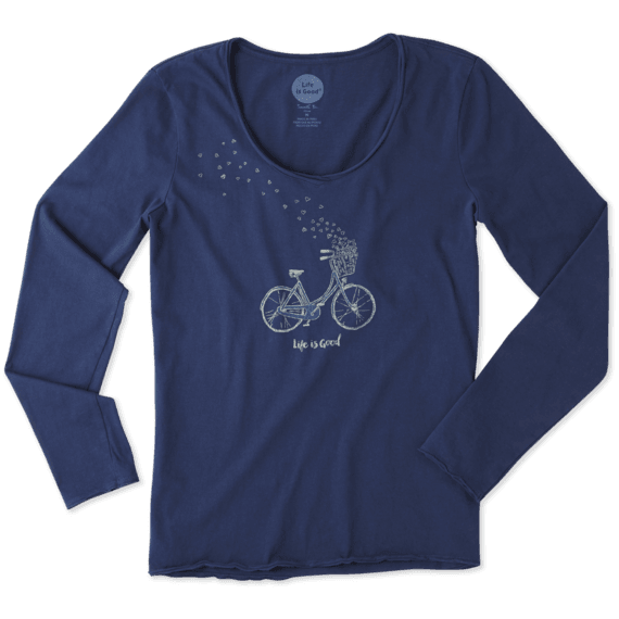 Women's Bike Heart Basket Long Sleeve Smooth Tee Women's Bike Heart Basket Long Sleeve Smooth Tee