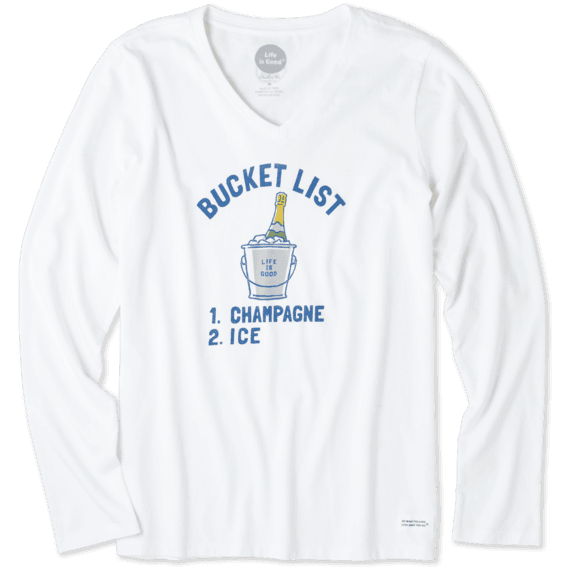 Women's Bucket List Champagne Long Sleeve Crusher Vee Women's Bucket List Champagne Long Sleeve Crusher Vee