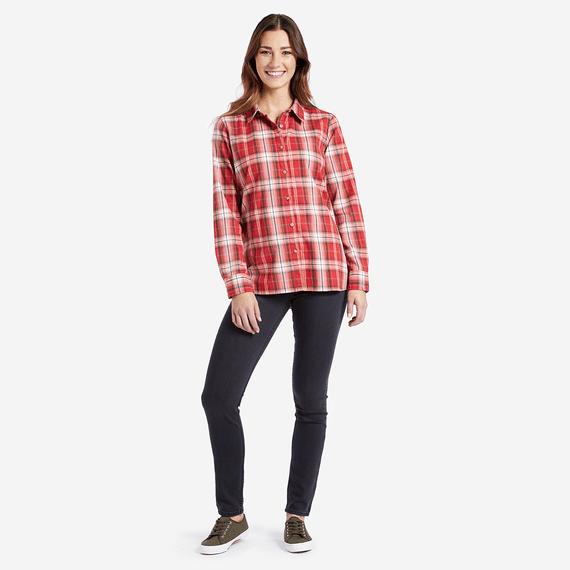 Women's Clay Red Down Home Plaid Shirt Women's Clay Red Down Home Plaid Shirt