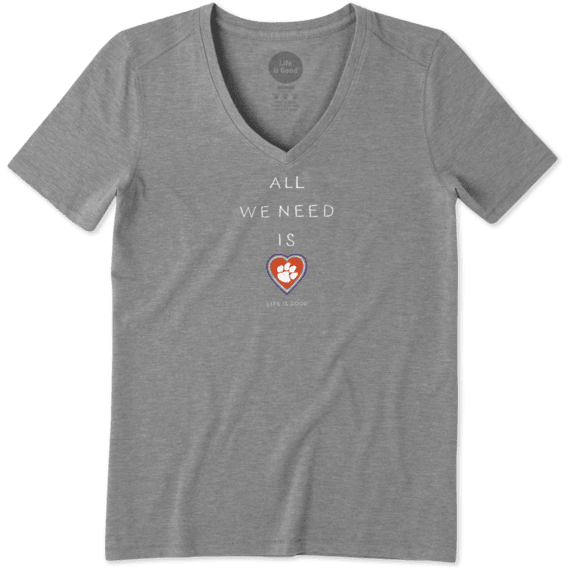 Women's Clemson Tigers All We Need Heart Cool Vee Women's Clemson Tigers All We Need Heart Cool Vee