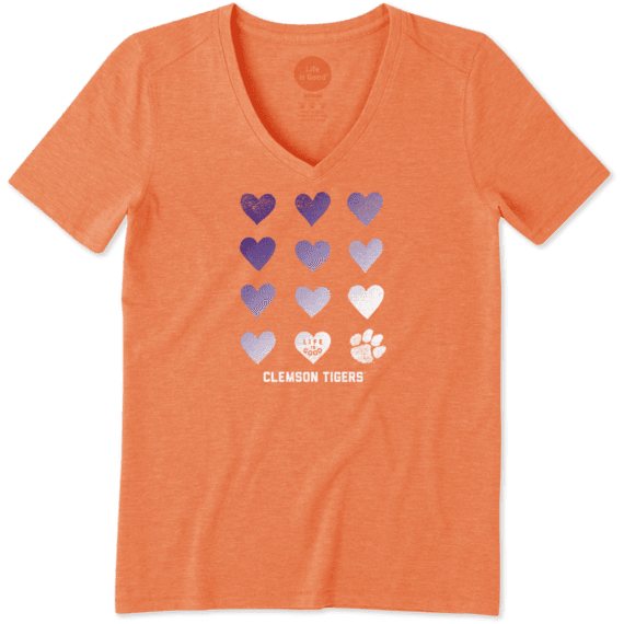 Women's Clemson Tigers Heart Stack Cool Vee Women's Clemson Tigers Heart Stack Cool Vee