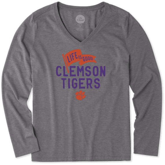 Women's Clemson Tigers Pennant Long Sleeve Cool Vee Women's Clemson Tigers Pennant Long Sleeve Cool Vee