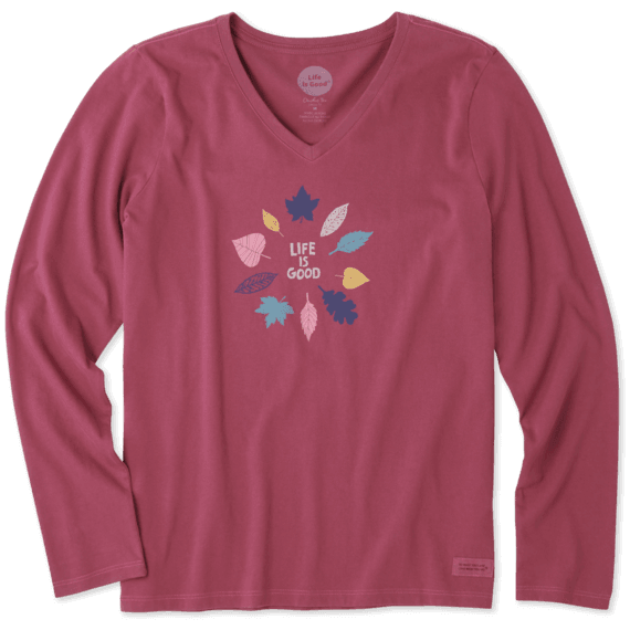 Women's Colorful Leaves Long Sleeve Crusher Vee Women's Colorful Leaves Long Sleeve Crusher Vee