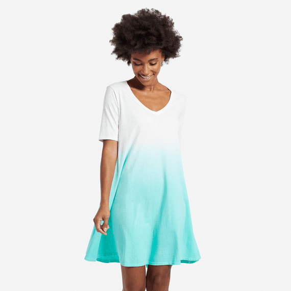 Women's Cool Aqua Dip Dye Swing Dress Women's Cool Aqua Dip Dye Swing Dress