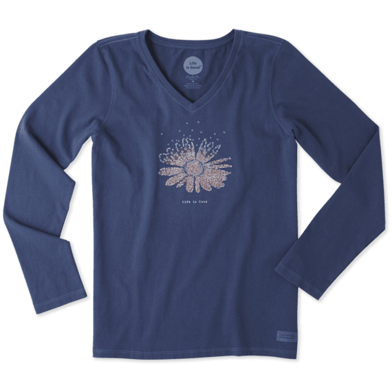Women's Daisy Hearts Long Sleeve Crusher Vee Women's Daisy Hearts Long Sleeve Crusher Vee