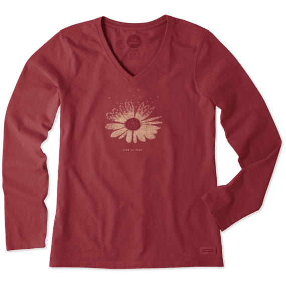 Women's Daisy Hearts Long Sleeve Crusher Vee Women's Daisy Hearts Long Sleeve Crusher Vee