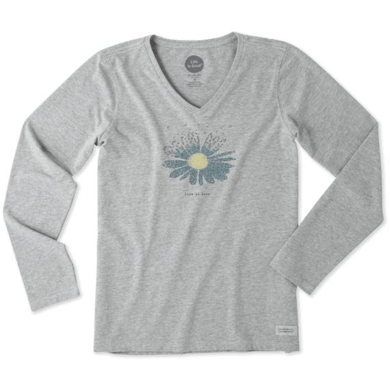 Women's Daisy Hearts Long Sleeve Crusher Vee Women's Daisy Hearts Long Sleeve Crusher Vee