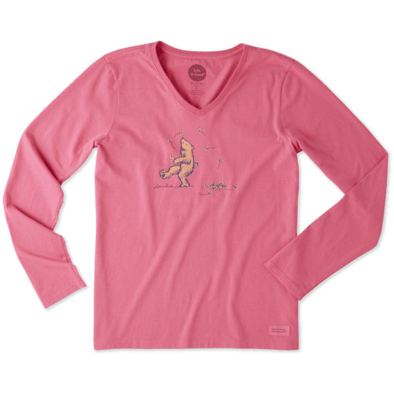 Women's Dancing Bear Long Sleeve Crusher Vee Women's Dancing Bear Long Sleeve Crusher Vee