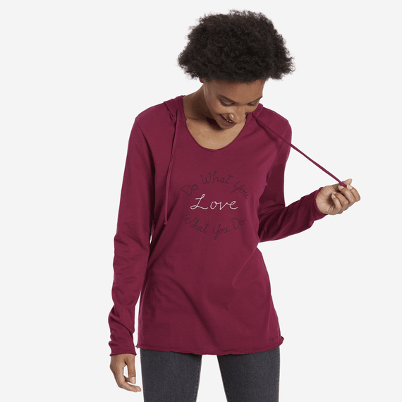 Women's DWYL Hand Script Hooded Long Sleeve Smooth Tee Women's DWYL Hand Script Hooded Long Sleeve Smooth Tee