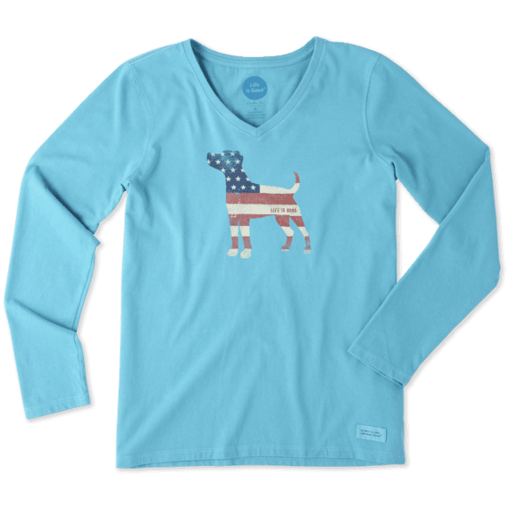 Women's Dog Flag Long Sleeve Crusher Vee Women's Dog Flag Long Sleeve Crusher Vee