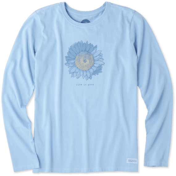 Women's Engraved Sunflower Long Sleeve Crusher Tee Women's Engraved Sunflower Long Sleeve Crusher Tee