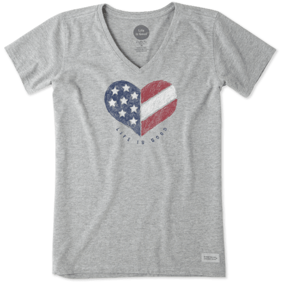 Women's Flag Heart Crusher Vee Women's Flag Heart Crusher Vee