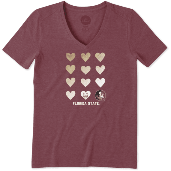 Women's Florida State Seminoles Heart Stack Cool Vee Women's Florida State Seminoles Heart Stack Cool Vee