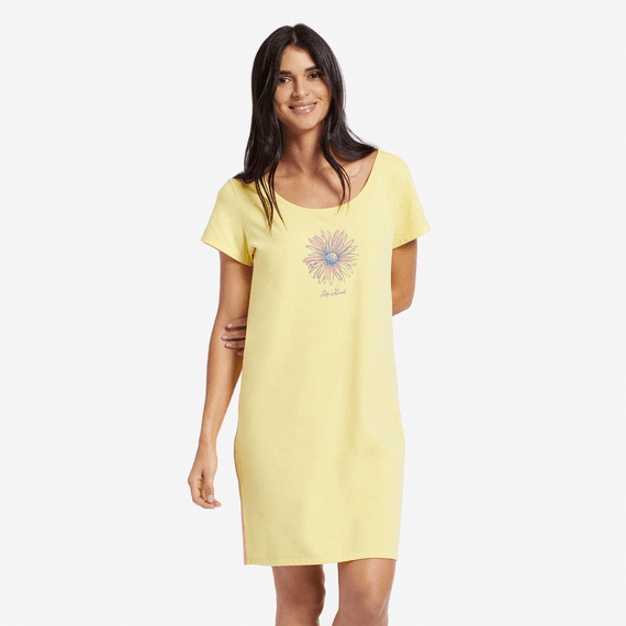 Women's Flower Icon Watercolor Sleep Dress Women's Flower Icon Watercolor Sleep Dress