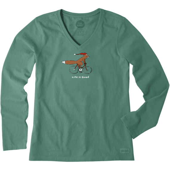 Women's Fox on a Bike Long Sleeve Crusher Vee Women's Fox on a Bike Long Sleeve Crusher Vee