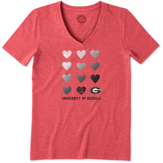 Women's Georgia Bulldogs Heart Stack Cool Vee Women's Georgia Bulldogs Heart Stack Cool Vee