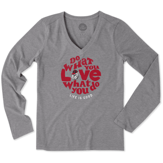 Women's Georgia Bulldogs Retro Dwyl Circle Long Sleeve Cool Vee Women's Georgia Bulldogs Retro Dwyl Circle Long Sleeve Cool Vee