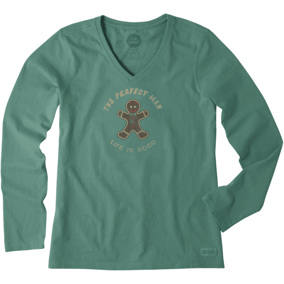 Women's Gingerbread Man Long Sleeve Crusher Vee Women's Gingerbread Man Long Sleeve Crusher Vee