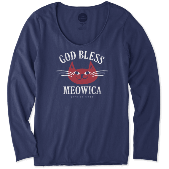 Women's God Bless Meowica Long Sleeve Smooth Tee Women's God Bless Meowica Long Sleeve Smooth Tee