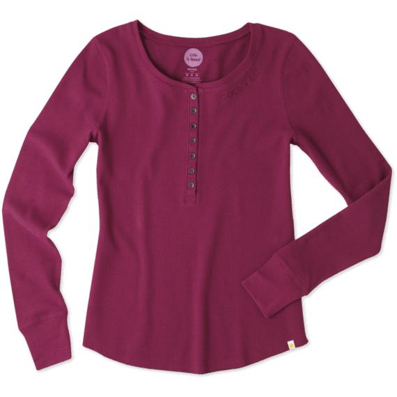 Women's Good Vibes Long Sleeve Waffle Henley