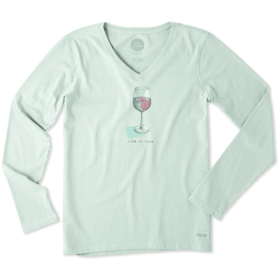 Women's Half Full Wine Glass Long Sleeve Crusher Vee Women's Half Full Wine Glass Long Sleeve Crusher Vee