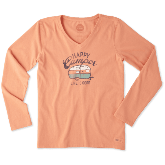Women's Happy Camper Long Sleeve Crusher Vee Women's Happy Camper Long Sleeve Crusher Vee