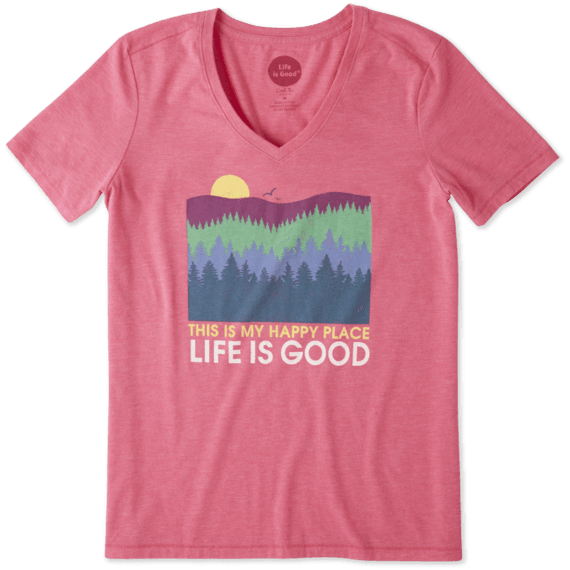 Women's Happy Place Trees Cool Vee Women's Happy Place Trees Cool Vee