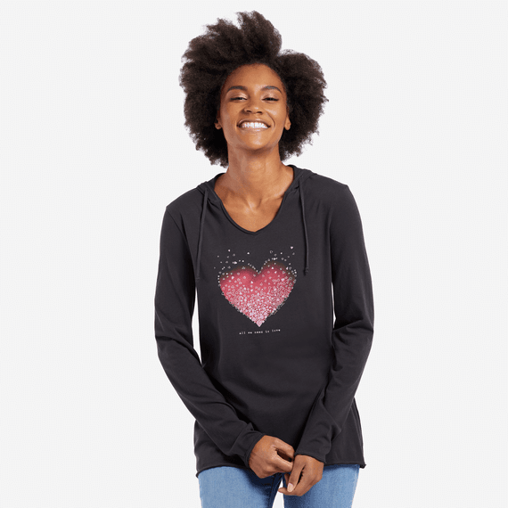 Women's Heart Love Hooded Smooth Tee Women's Heart Love Hooded Smooth Tee