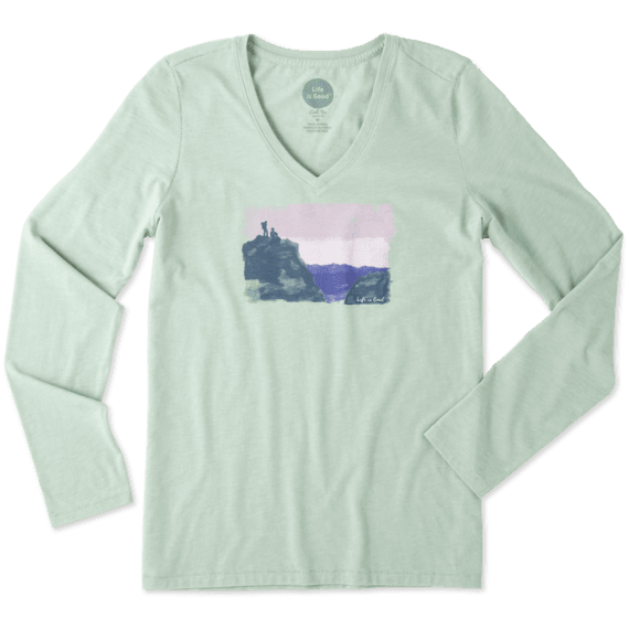 Women's Hike Scene Painted Long Sleeve Cool Vee Women's Hike Scene Painted Long Sleeve Cool Vee