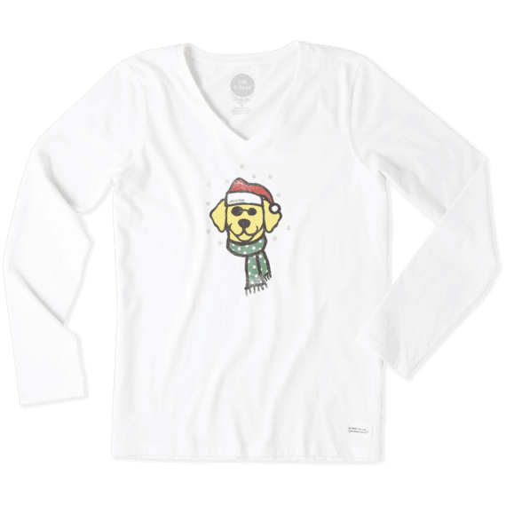 Women's Holiday Dog Long Sleeve Crusher Vee Women's Holiday Dog Long Sleeve Crusher Vee
