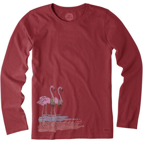 Women's Holiday Flamingo Long Sleeve Crusher Tee Women's Holiday Flamingo Long Sleeve Crusher Tee