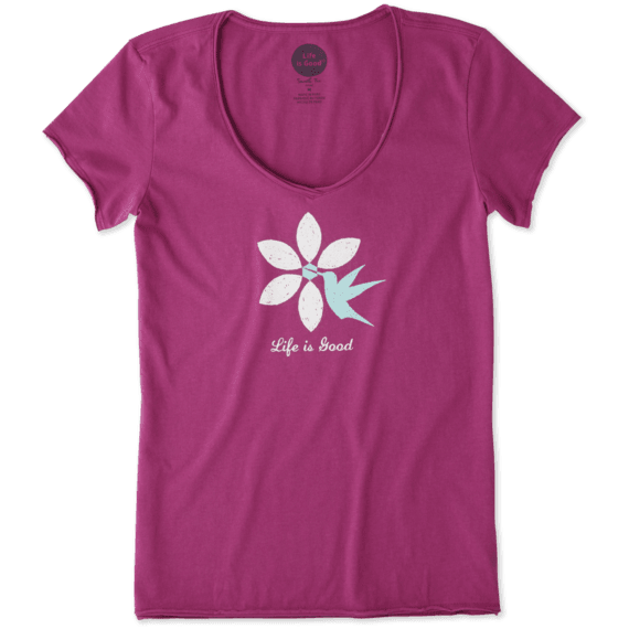 Women's Hummingbird Flower Smooth Scoop Tee Women's Hummingbird Flower Smooth Scoop Tee