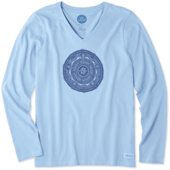 Women's Keys To Happiness USA Long Sleeve Crusher Vee Women's Keys To Happiness USA Long Sleeve Crusher Vee