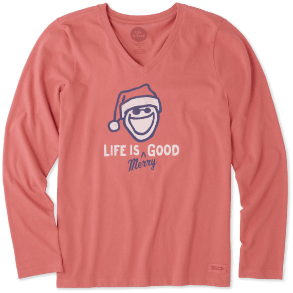 Women's Life Is Merry Good Long Sleeve Crusher Vee Women's Life Is Merry Good Long Sleeve Crusher Vee