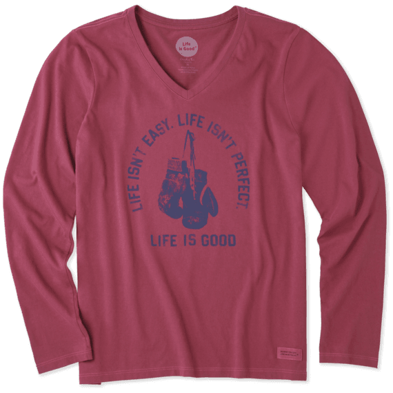 Women's Life Isn't Easy Fight Long Sleeve Crusher Vee Women's Life Isn't Easy Fight Long Sleeve Crusher Vee