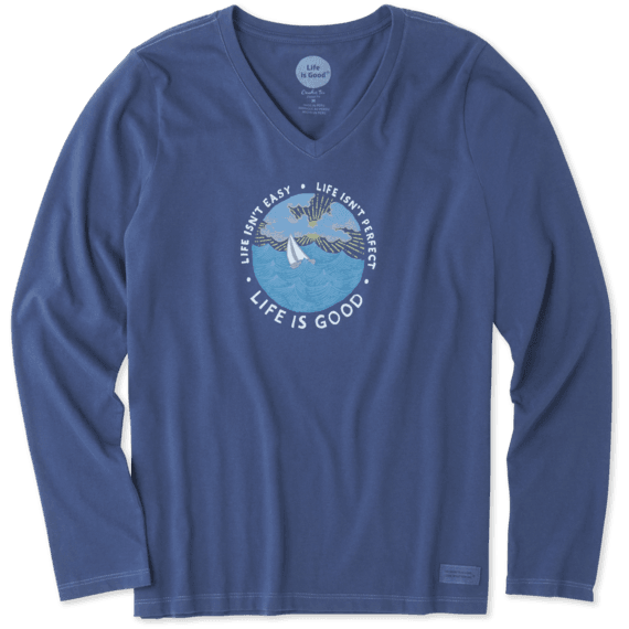 Women's Life Isn't Easy Ocean Long Sleeve Crusher Vee Women's Life Isn't Easy Ocean Long Sleeve Crusher Vee