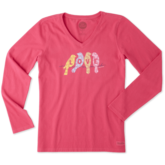 Women's Love Birds Long Sleeve Crusher Vee Women's Love Birds Long Sleeve Crusher Vee