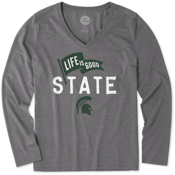 Women's Michigan State Pennant Long Sleeve Cool Vee Women's Michigan State Pennant Long Sleeve Cool Vee