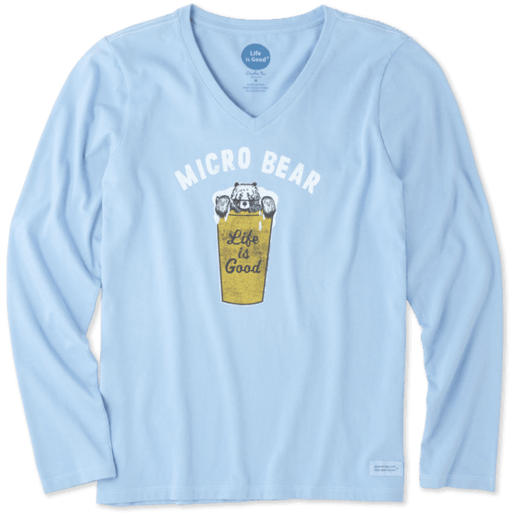Women's Micro Bear Long Sleeve Crusher Vee Women's Micro Bear Long Sleeve Crusher Vee