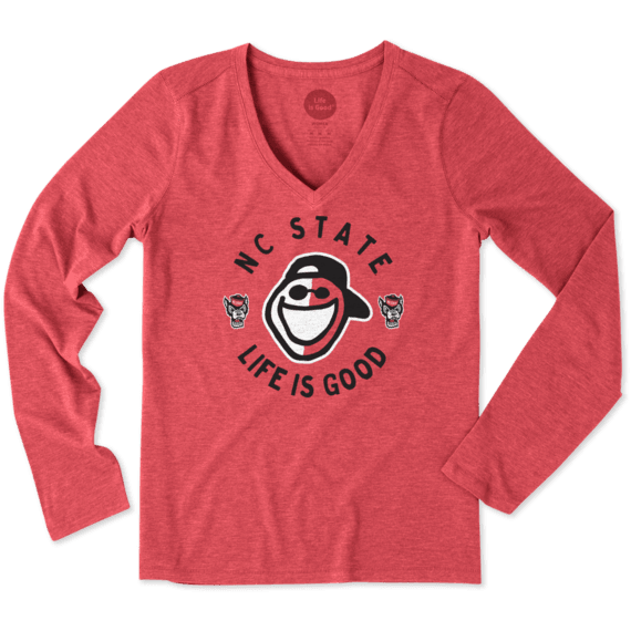Women's NC State Face Paint Jake Long Sleeve Cool Vee Women's NC State Face Paint Jake Long Sleeve Cool Vee
