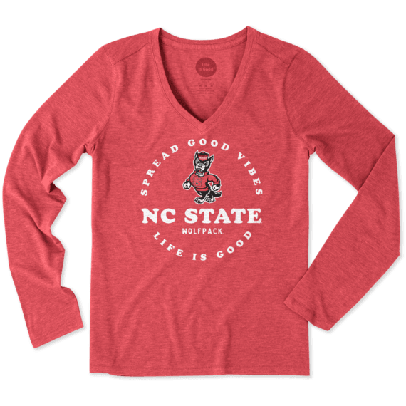 Women's NC State Good Vibes Long Sleeve Cool Vee Women's NC State Good Vibes Long Sleeve Cool Vee