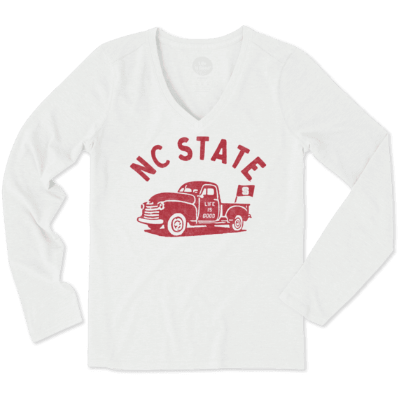 Women's NC State Vintage Truck Long Sleeve Cool Vee Women's NC State Vintage Truck Long Sleeve Cool Vee