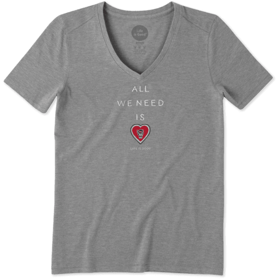 Women's NC State Wolfpack All We Need Heart Cool Vee Women's NC State Wolfpack All We Need Heart Cool Vee